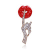 NEW ARRIVAL Rhinestone Hand Enamel Lip Brooches Women Sexy Secret Pose Party Office Casual Brooch Pins Gifts Sweater Coat Suit Accessories