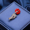 NEW ARRIVAL Rhinestone Hand Enamel Lip Brooches Women Sexy Secret Pose Party Office Casual Brooch Pins Gifts Sweater Coat Suit Accessories