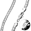 NEW ARRIVAL 925 Sterling Silver 6mm Side Chain 20/22/24 Inch Necklace Jewelry Gift